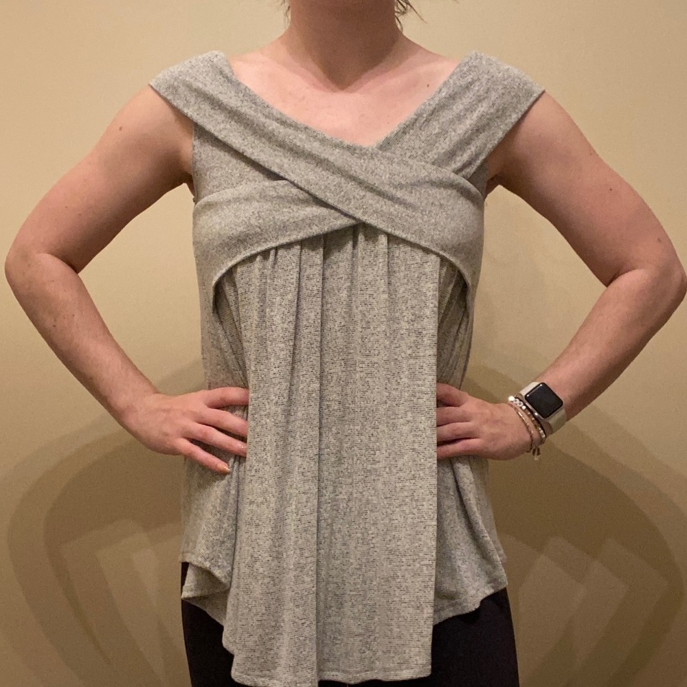 Grey knit off the shoulder top